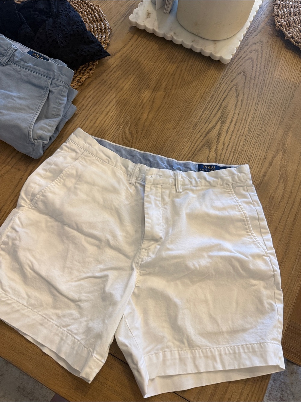 Polo by Ralph Lauren White Cotton Flat Front Men's Shorts
